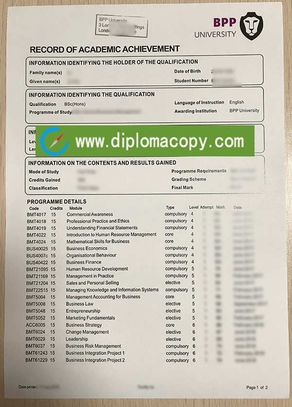 BPP transcript demo