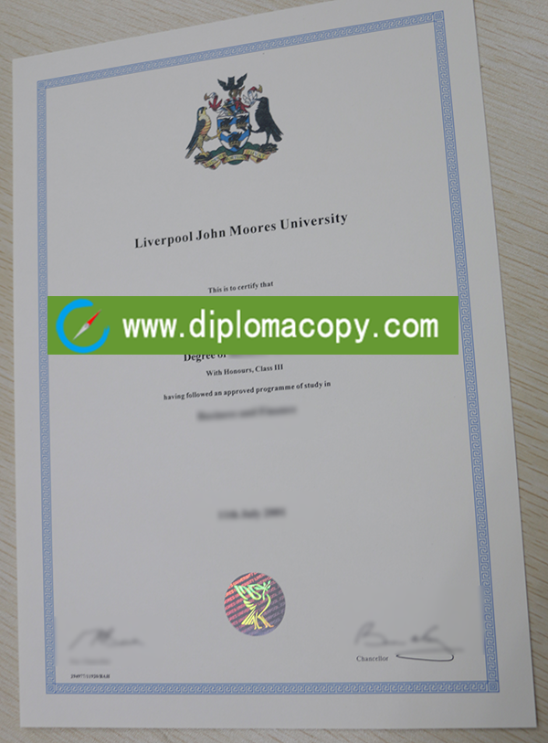 custom Liverpool John Moores University diploma