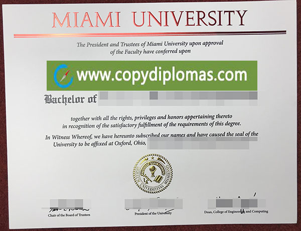 Miami University diploma