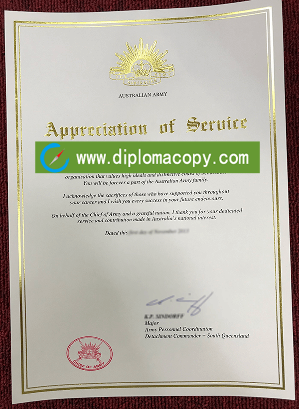 buy fake Australian Army certificate in Australia