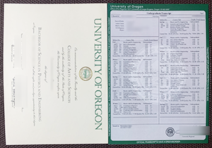 University of Oregon diploma, University of Oregon official transcript