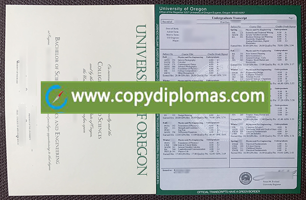 University of Oregon Diploma transcript