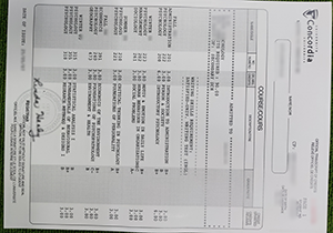 Concordia University transcript