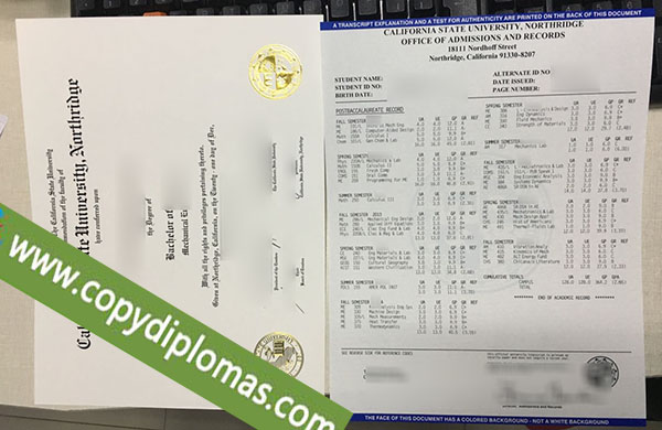 CSU Northridge diploma transcript