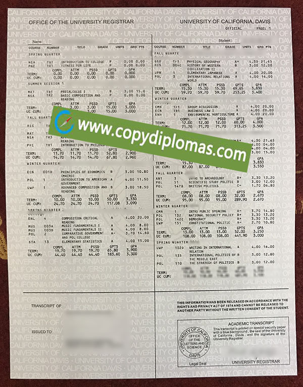 UC Davis transcript
