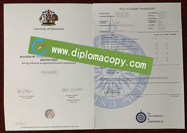 University of Greenwich degree transcript, University of Greenwich fake diploma transcript