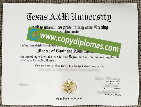 Texas A&M University diploma