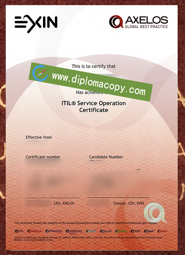 ITIL certificate, ITIL fake certificate