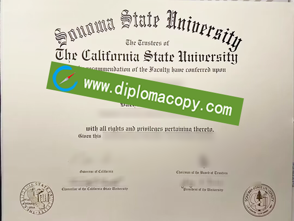 Sonoma State University diploma, fake  California State University diploma