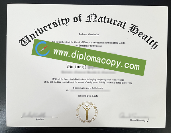 University of Natural Health diploma, fake University of Natural Health degree