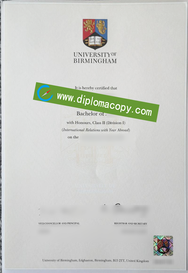 University of Birmingham degree, fake University of Birmingham diploma