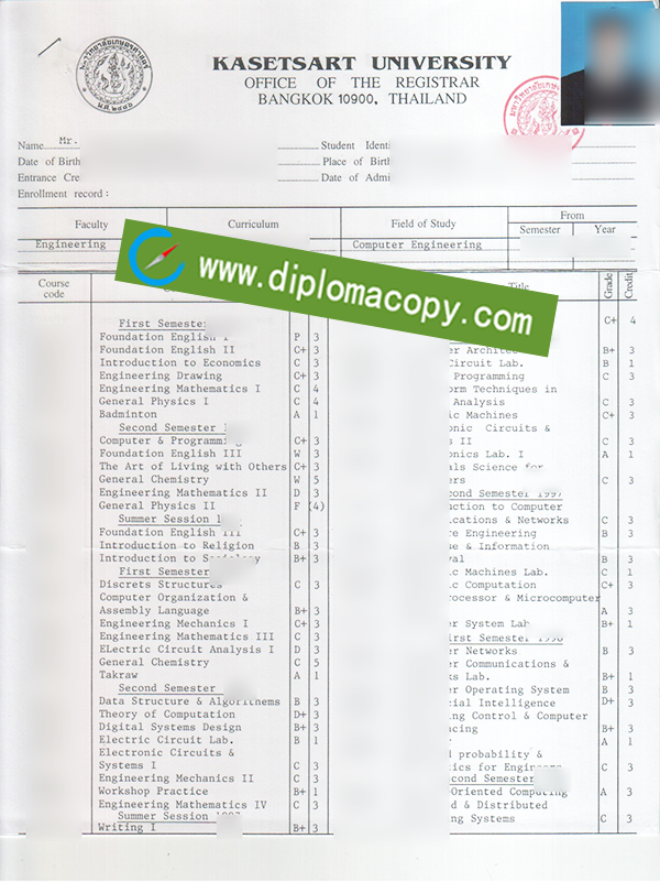 Kasetsart University transcript, fake Kasetsart University certificate