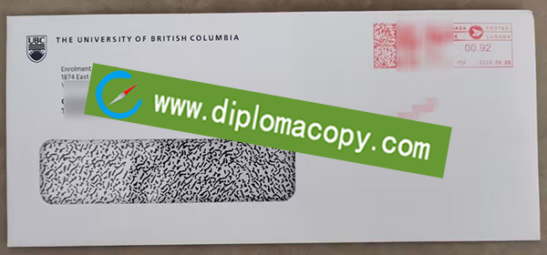 UBC envelope, University of British Columbia transcript envelope