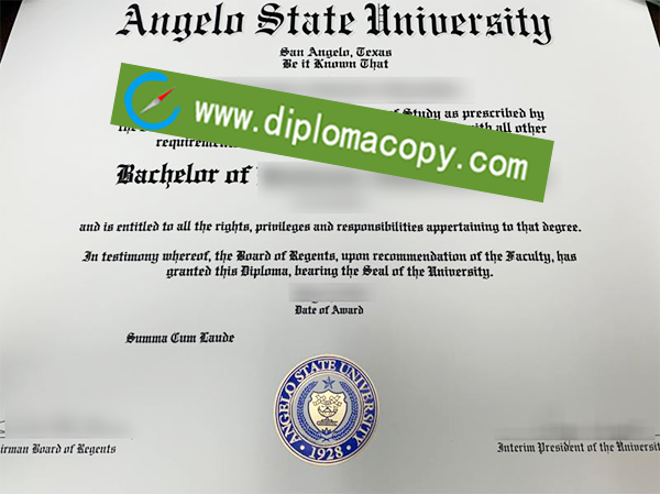 Angelo State University degree, Angelo State University diploma