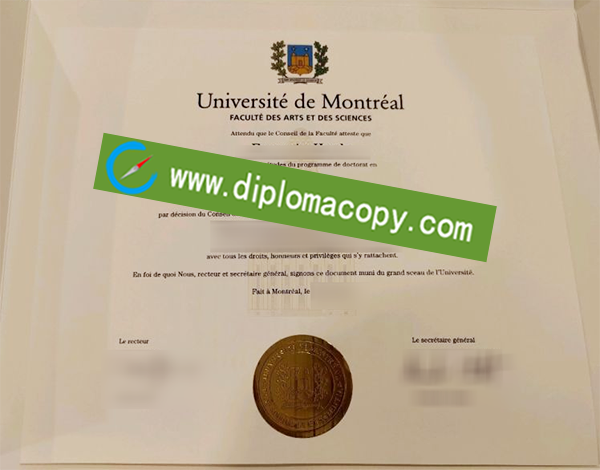 Université de Montréal degree, Université de Montréal fake diploma