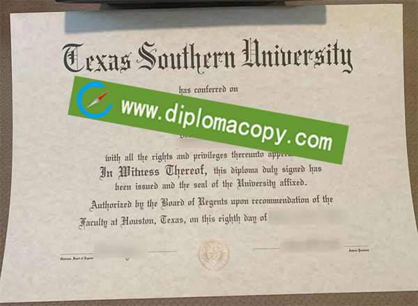 Texas Southern University degree, Texas Southern University diploma