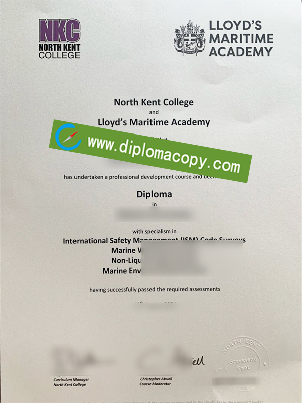 North Kent College diploma, North Kent College degree