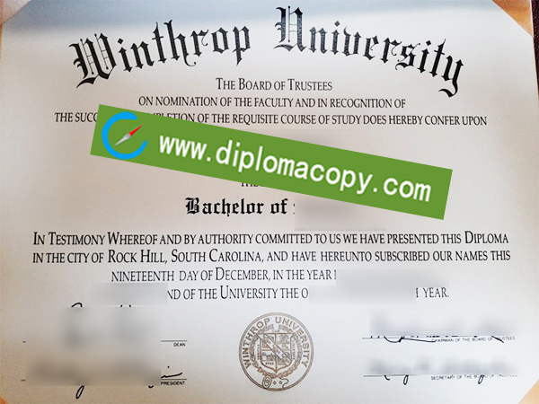 Winthrop University diploma, Winthrop University degree