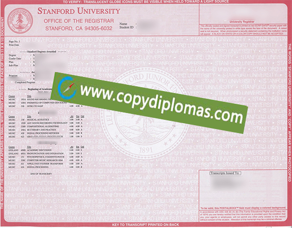 Stanford University transcript