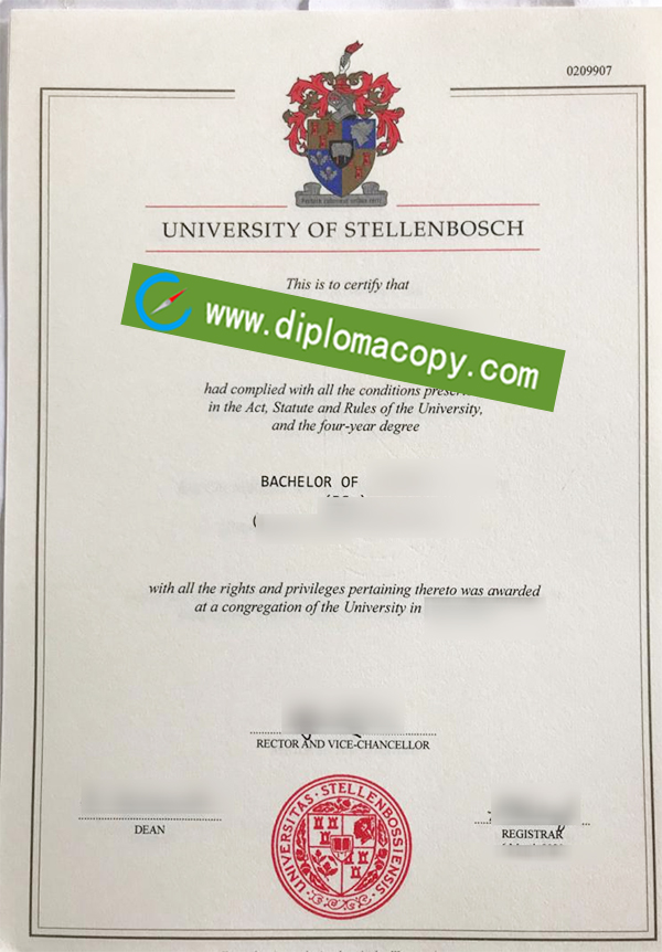 University of Stellenbosch degree, Stellenbosch University diploma