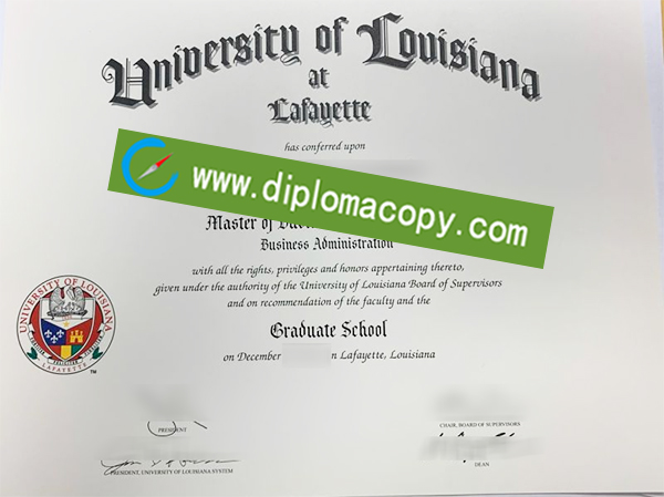 University of Louisiana at Lafayette diploma, UL Lafayette certificate