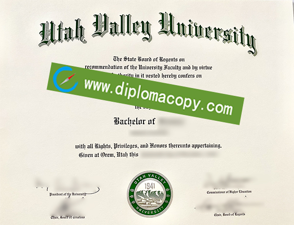 Utah Valley University diploma, UVU certificate