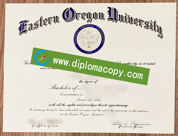 Eastern Oregon University diploma, EOU certificate