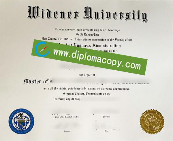 Widener University degree, Widener University certificate