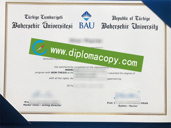 Bahcesehir University diploma, Bahcesehir University degree