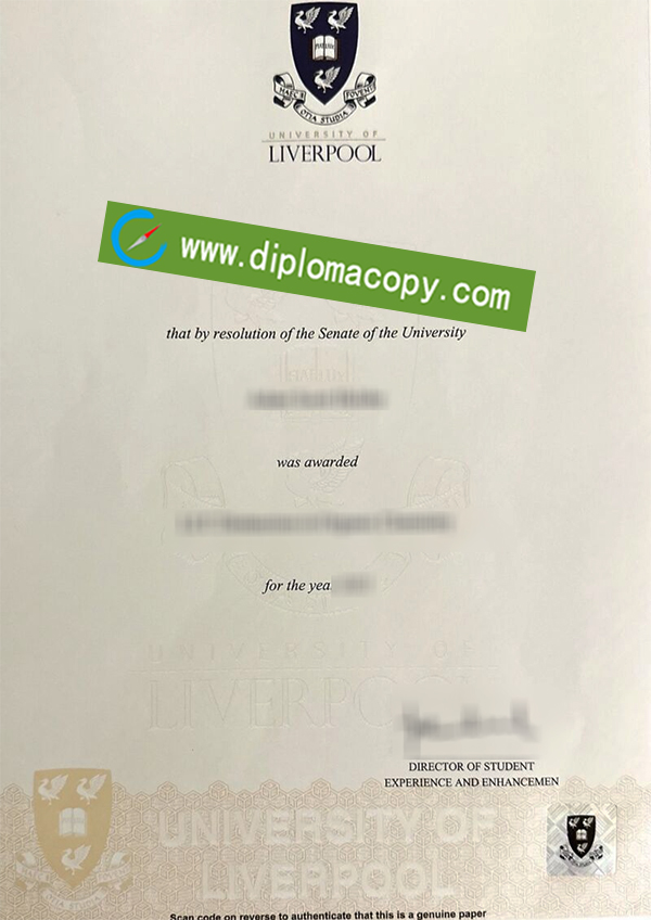 University of Liverpool degree, University of Liverpool diploma