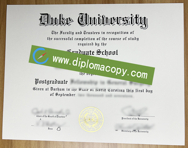 Duke University certificate, Duke University degree