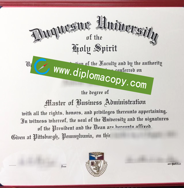 Duquesne University degree, Duquesne University diploma