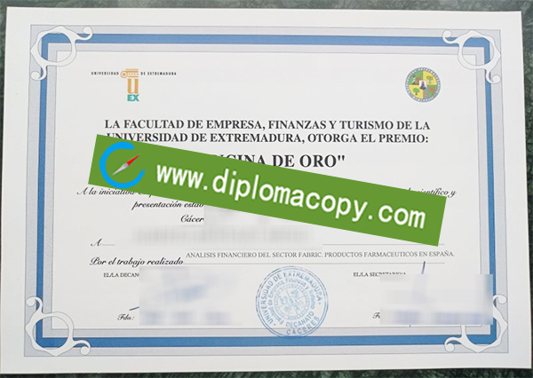 University of Extremadura degree, University of Extremadura diploma