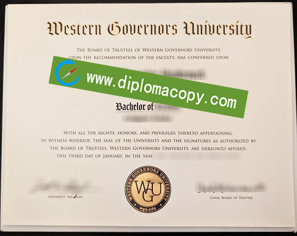 Western Governors University certificate, WGU diploma