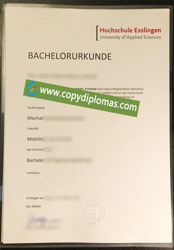 Hochschule Esslingen urkunde, Hochschule Esslingen diploma