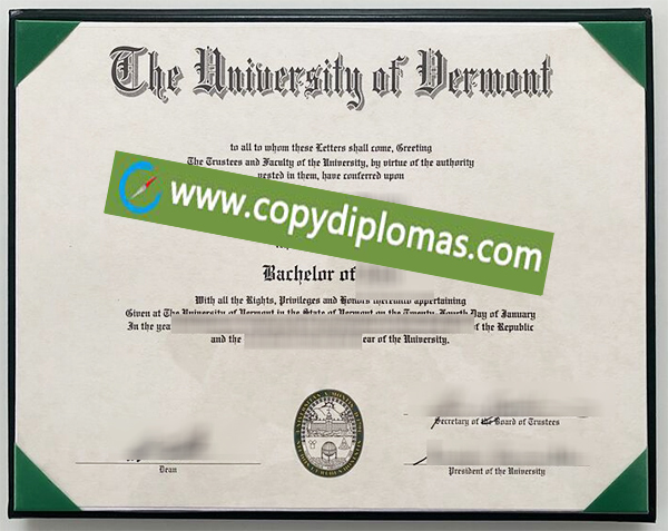 University of Vermont degree, University of Vermont diploma