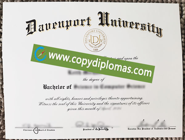 Davenport University certificate, Davenport University diploma