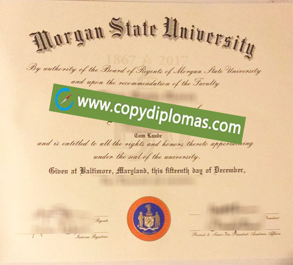 Morgan State University degree, Morgan State University diploma