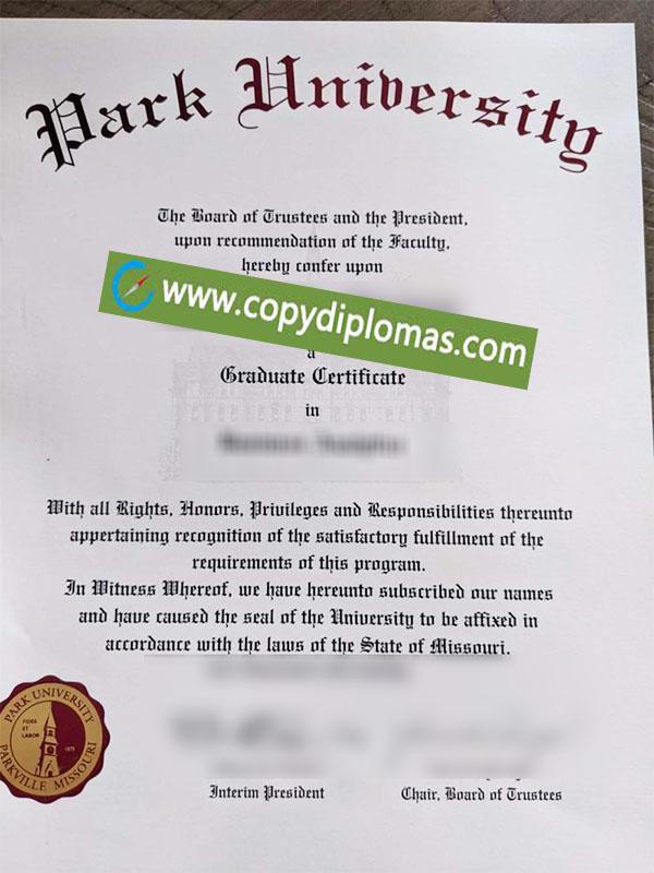 Park University diploma, Park University degree