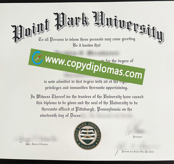 Point Park University diploma, Point Park University degree