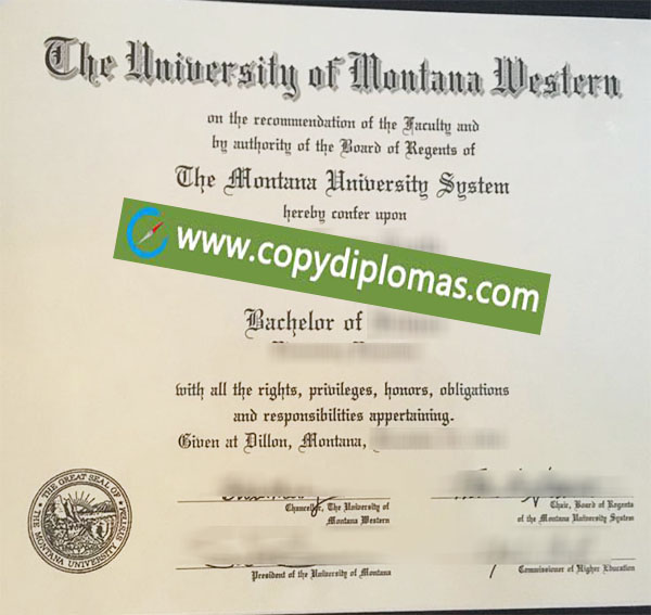 University of Montana Western diploma, University of Montana degree