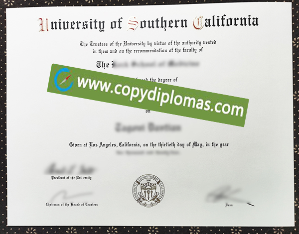 University of Southern California certificate, USC diploma