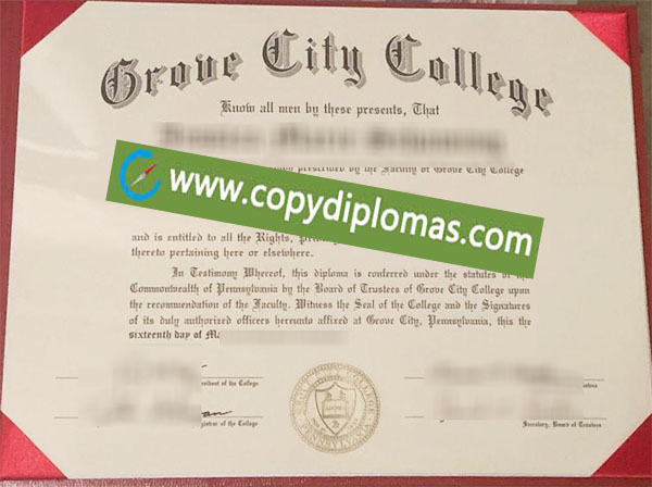 Grove City College diploma, Grove City College degree