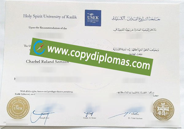 Holy Spirit University of Kaslik degree, USEK diploma