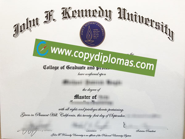 John F. Kennedy University degree, John F. Kennedy University diploma