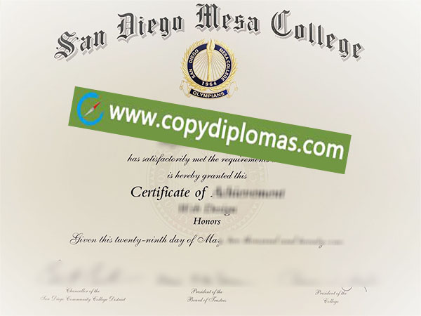 San Diego Mesa College degree, San Diego Mesa College diploma