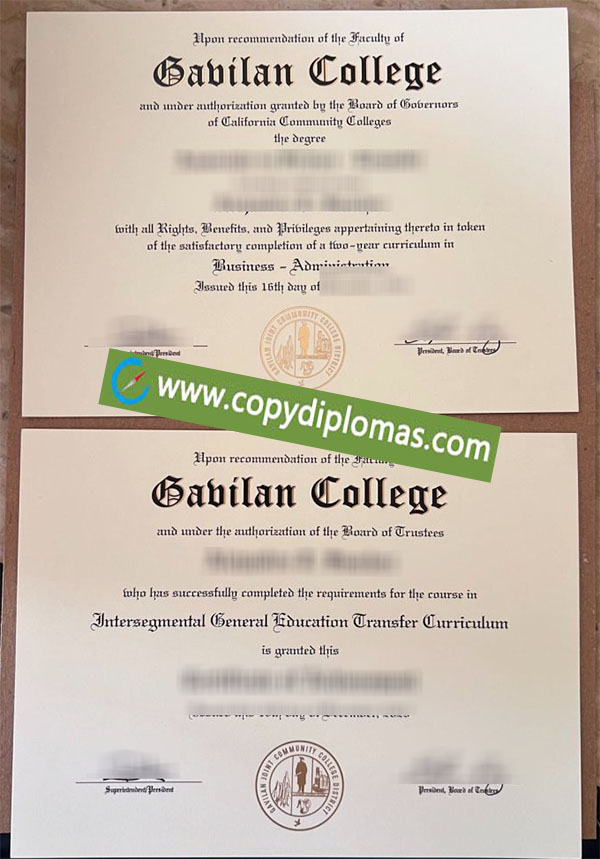 Gavilan College diploma, Gavilan College degree