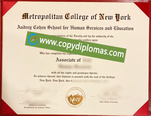 Metropolitan College of New York degree, MCNY diploma