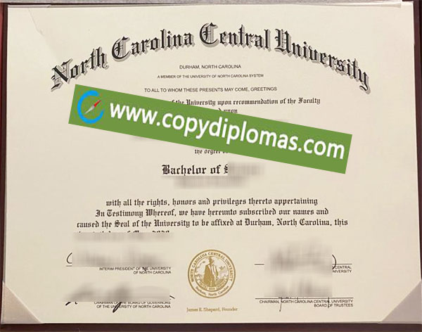 North Carolina Central University degree, NCCU diploma