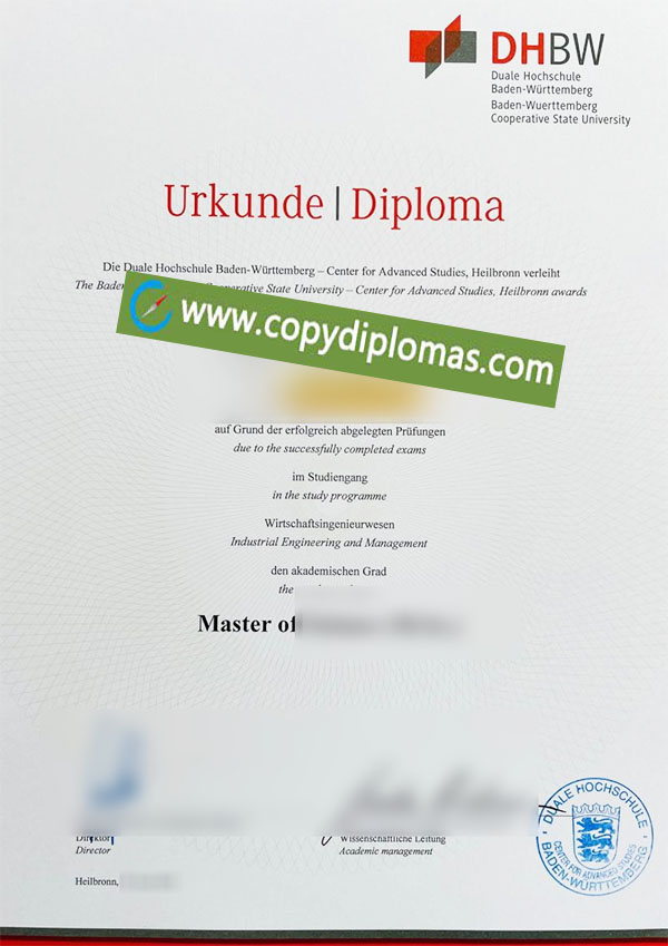 Duale Hochschule Baden-Württemberg diploma, DHBW degree